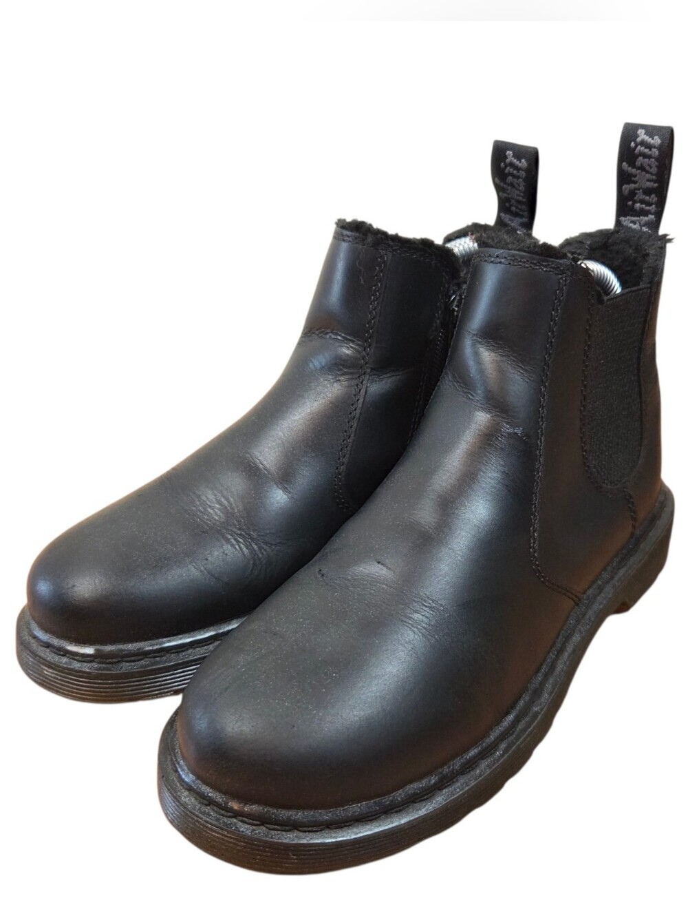 Dr. Martens Leonore Faux Fur Lined Chelsea Youth Ankle Boots Black Size US 7